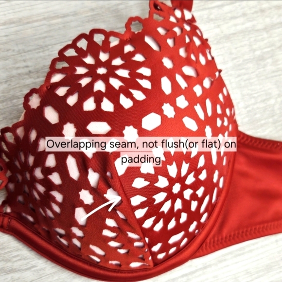 Shade & Shore Laser Cut-Out Padded Push-Up Burnt Orange Bikini Bra Top Size 36B - Picture 11 of 12
